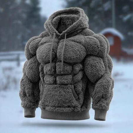 Sweat à capuche musclé pour homme en flanelle avec poche kangourou